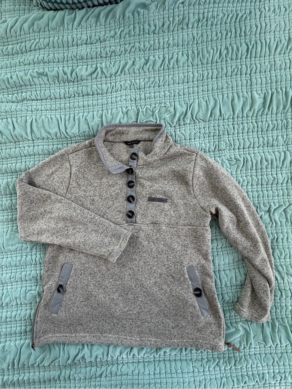 Simply Southern Heather Gray Button-Front Cowl Pullover-XXL